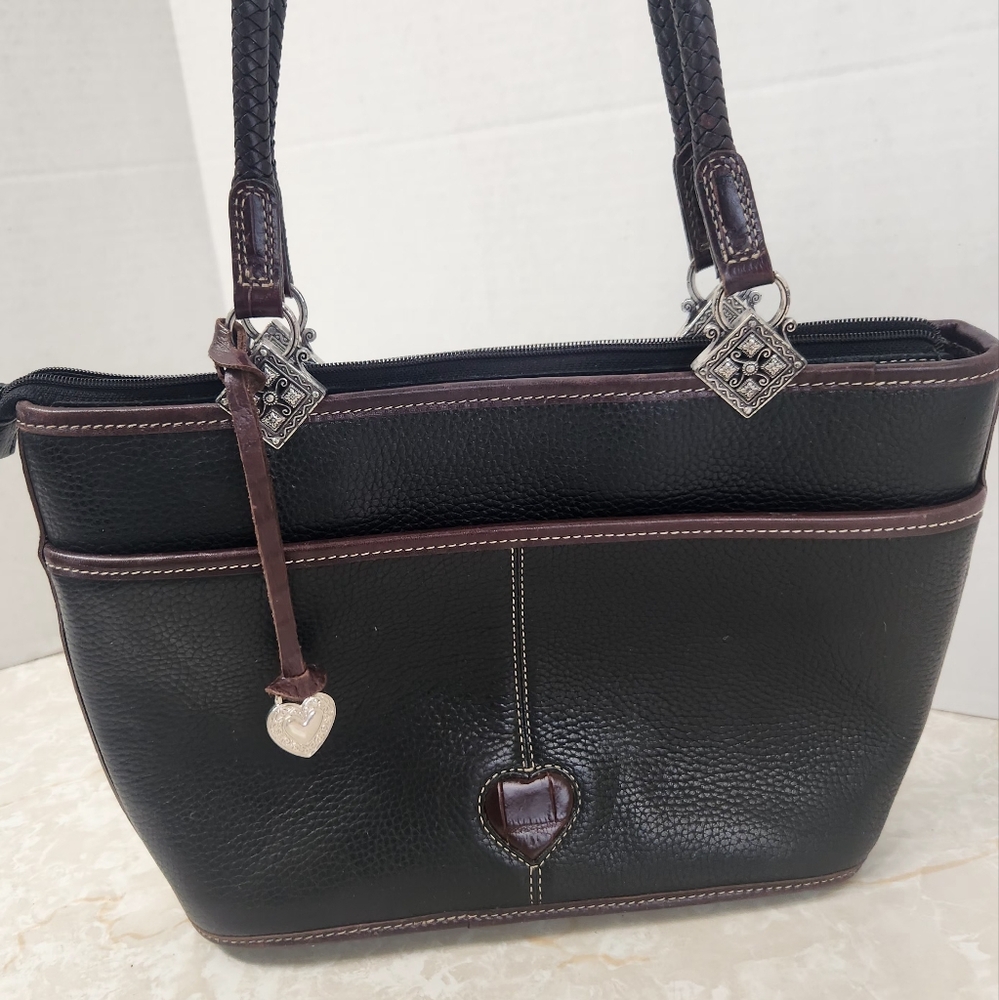 Vintage Brighton Black Brown Leather Purse Leonor Handbag